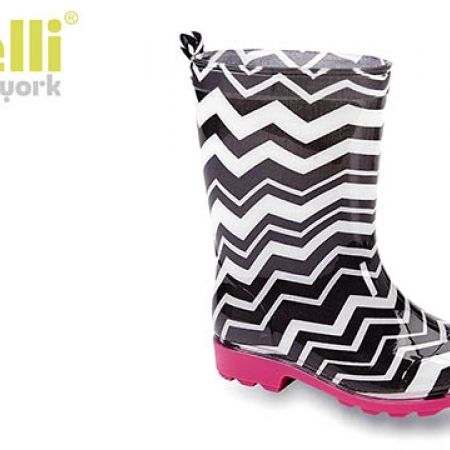 Capelli New York Girls Shiny Chevron Stripes Printed Jelly Rain Boot