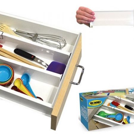 Ideaworks Divisori Per Cassetti A Scatto Regolabili - 2 Pezzi, Da 35 A 53 Cm, Con Impugnature Antiscivolo