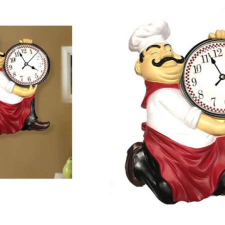 Fat Sitting Chef Kitchen Wall Clock Makhsoom