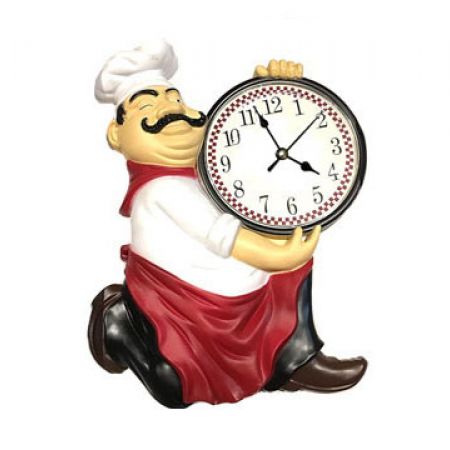 Fat Sitting Chef Kitchen Wall Clock Makhsoom