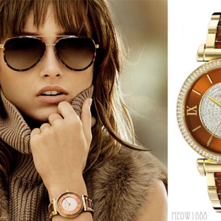 Michael Kors Catlin Crystal Set Amber Dial Gold-plated  display picture 3