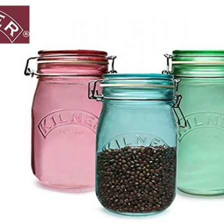 Kilner Round Glass Clip Top Preserving Jar 1 L - Blue - Makhsoom
