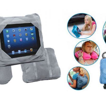 Gogo Pillow 3 In 1 Grey Travel Pillow Neck Pillow Tablet Holder