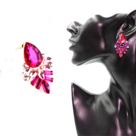 Mixed Vintage Pink Crystal Fashion Stud Earrings For Women Makhsoom Mixed Vintage Pink Crystal Fashion Stud Earrings For Women