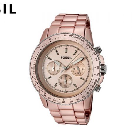 Fossil Stella Peach Aluminum Chronograph Round Watch For  display picture 3