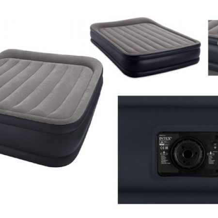 Intex Inflatable Queen Size Pillow Rest Airbed With Built In