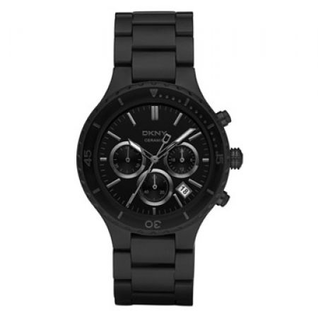 DKNY Black Ceramic Chronograph Round Watch For Women Makhsoom