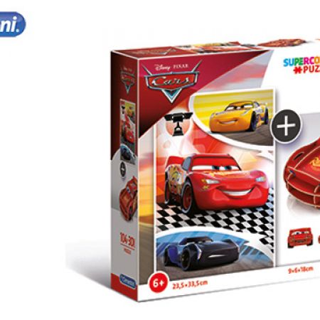 Clementoni Disney Cars SuperColor 3D Model + Puzzle 104 Pcs - Makhsoom