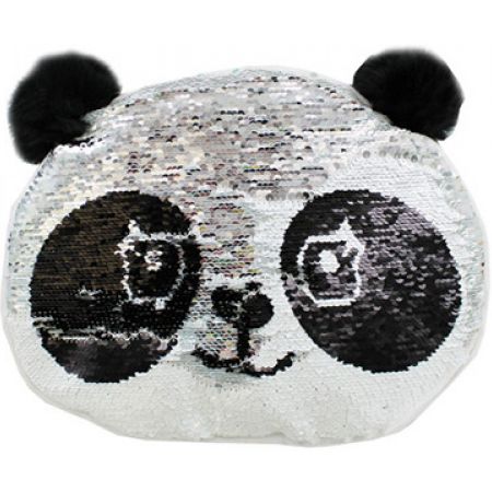 sequin panda pillow