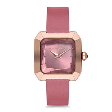 Polo Exchange PX0023L-03 Leather Square Pink Watch For Women
