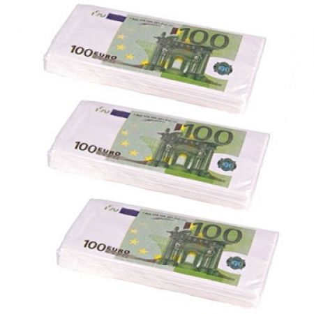 100 Euro Printed Napkins 30 Pcs