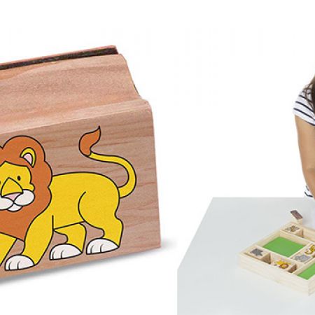 Melissa Doug Wooden Stamp Set Safari Animals Makhsoom