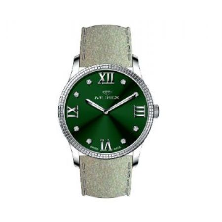 Murex MUL586-SL-12 Swiss Made Stainless Steel Black Leather Round