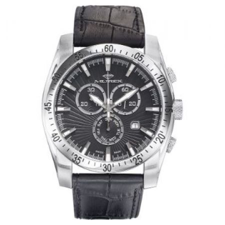 Murex MUC532-SL-3 Swiss Made Stainless Steel Silver Black Leather